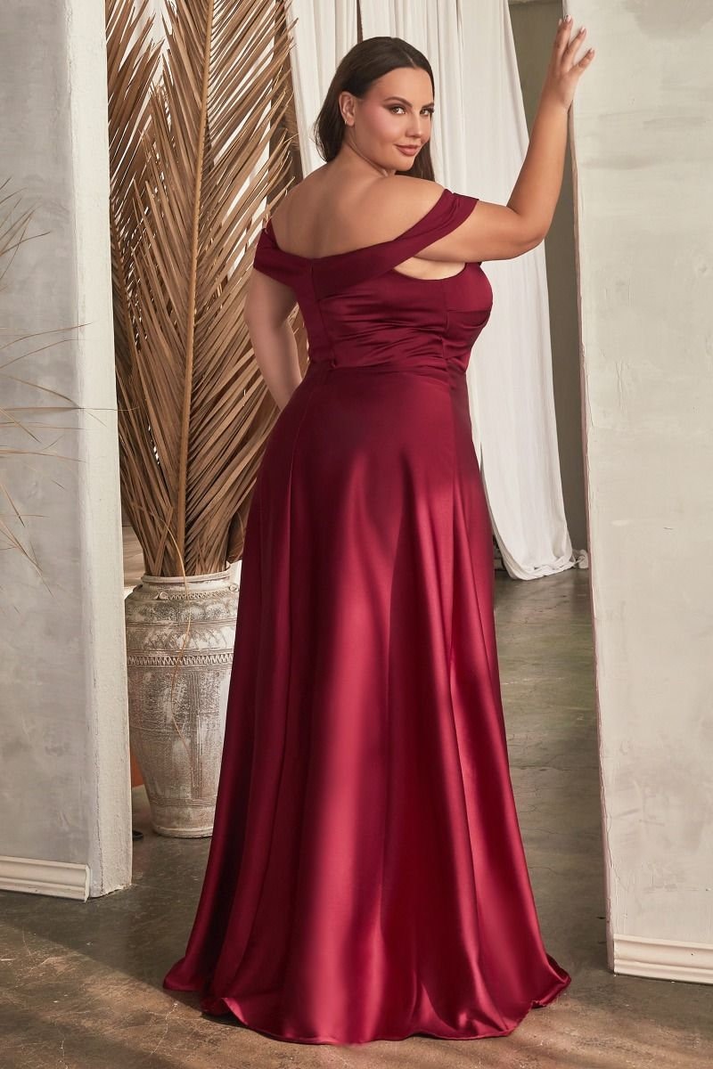 Beautiful Unique Off the Shoulder Satin Aline Dress Straight Neckline Prom Formal Gown Bridesmaid Dress Open Back