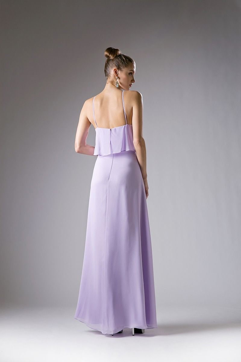 Modern Simple Minimalist Aline Halter Top Prom Dress Formal Gown Chiffon Floor Length Open Back and Straps Sleeveless