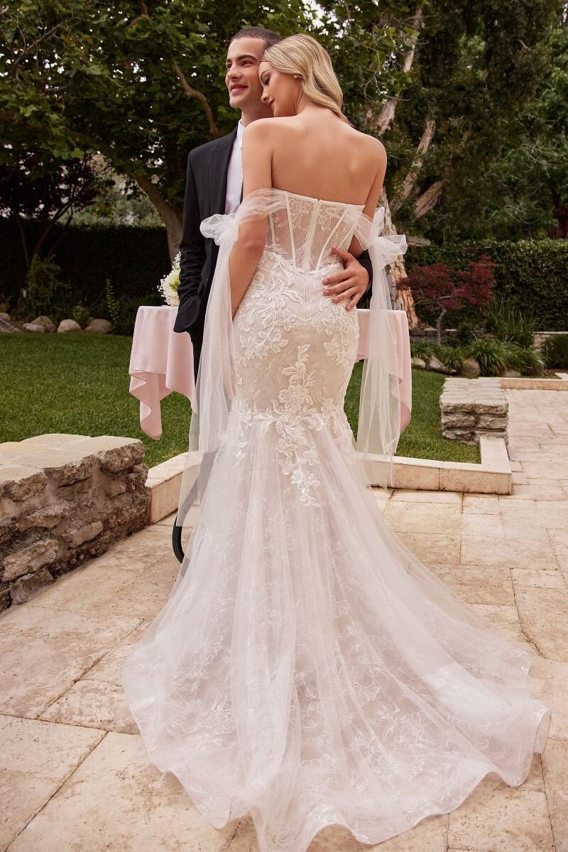 Romantic Fit and Flare Off The Shoulder Wedding Dress Bridal Gown Off the Shoulder Strapless Lace Mermaid Shoulder Tie Straps Sweetheart
