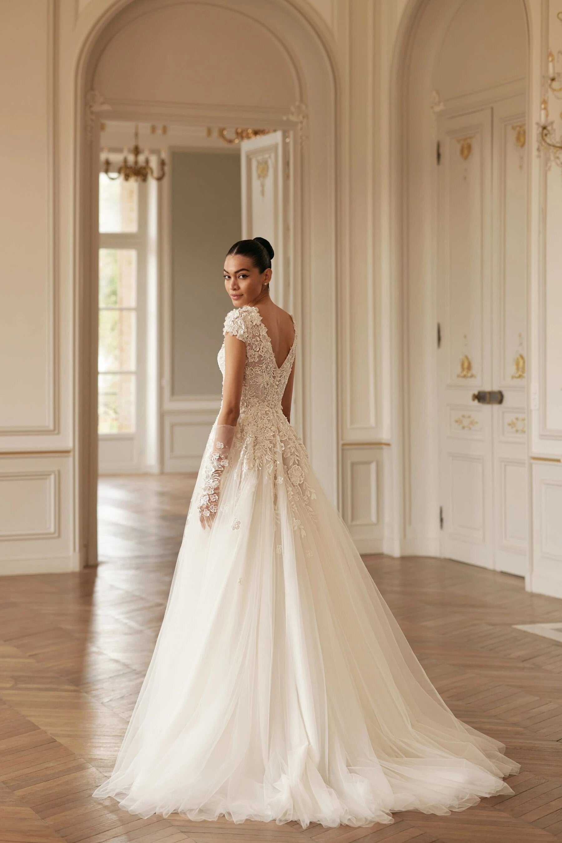 princess aline wedding dress A-line Unique Stain Side Slit Popular Vintage Princess Wedding Dresses bridalsew