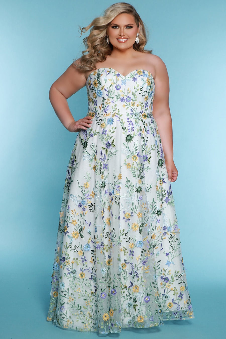 Floral Aline Plus Size Wedding Dress Bridal Gown Off The Shoulder Detachable Puff Sleeves Sleeveless Strapless Sweetheart Neckline Lace