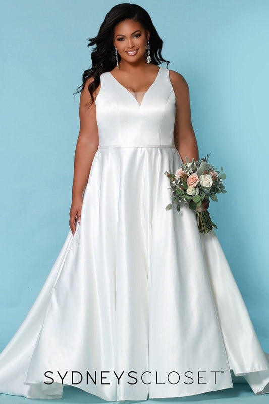 Aline Plus Size Wedding Dress Bridal Gown V Neckline Bridal Ivory Satin Open Back Sleeveless Thick Straps Romantic Lace Train