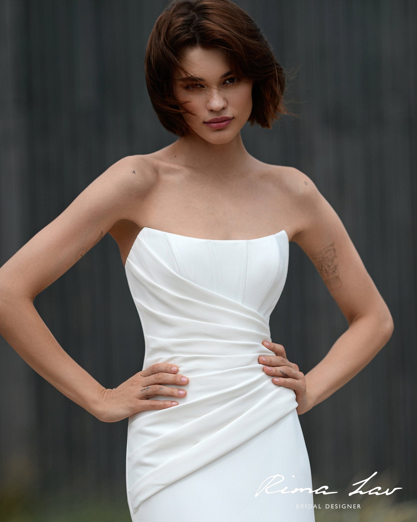 Modern Strapless Bridal Gown Wedding Dress Sheath Scooped Neckline Sleeveless Detachable Train Timeless Romance Gathered Waist Corset