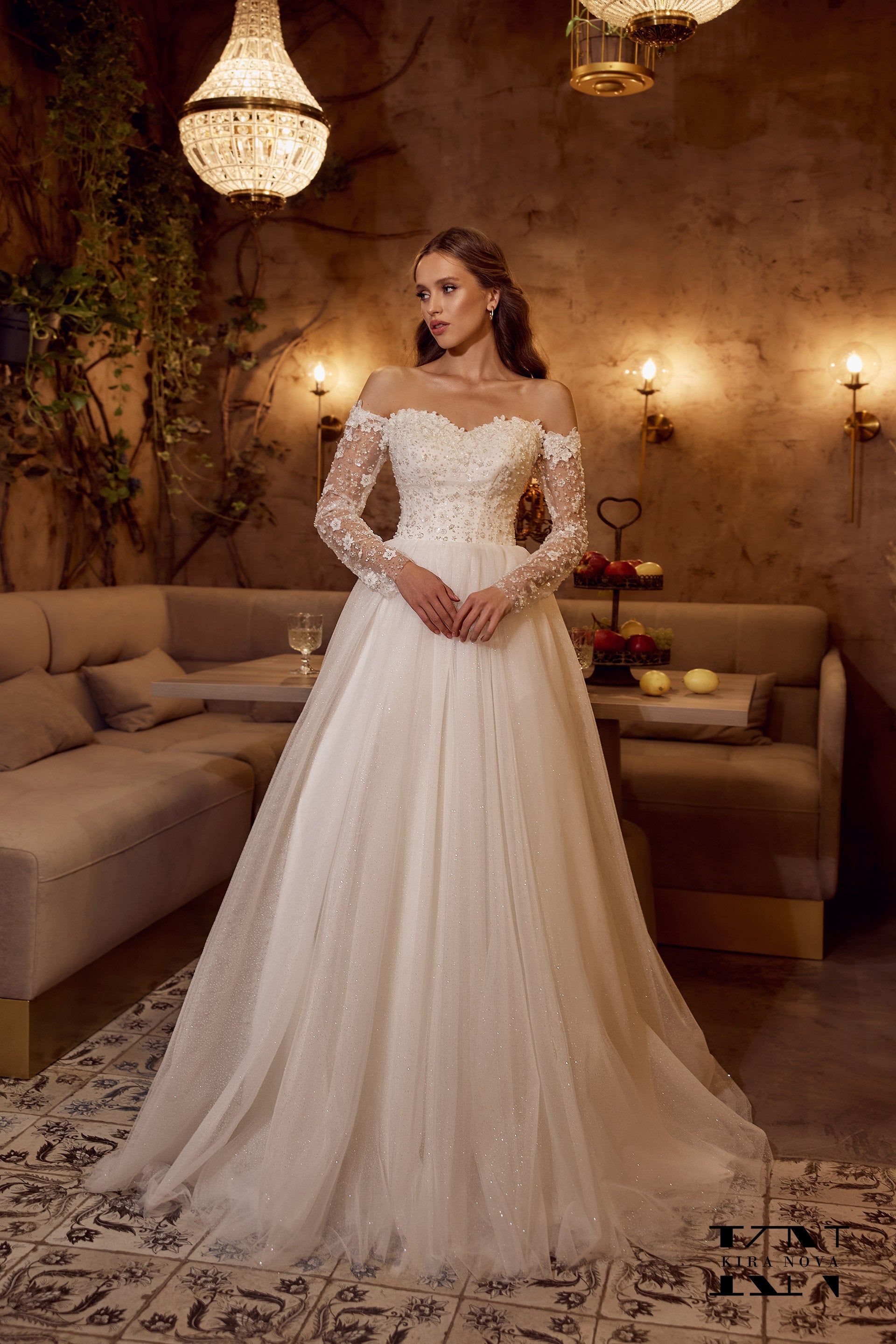 Aline Sparkle Wedding Dress Bridal Gown Sweetheart Neckline Sleeveless Strapless Detachable Off the Shoulder Sleeves Lace Bodice Corset Back