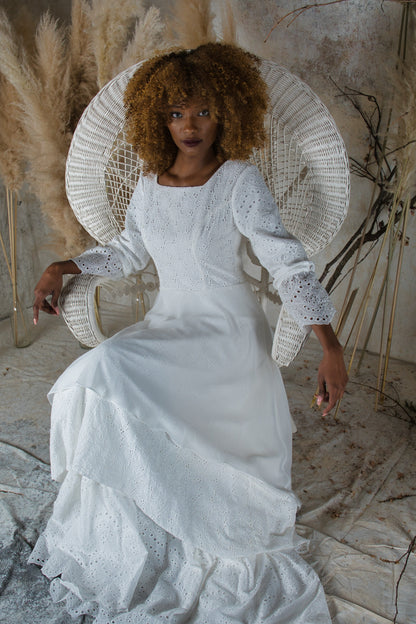 layered lace wedding dress vintage style
